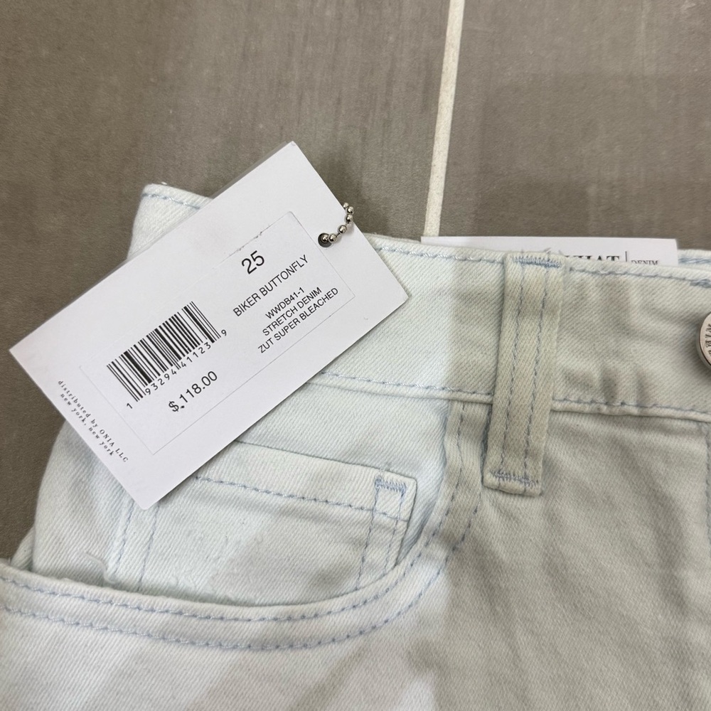 WeWoreWhat High Waist Light Denim Shorts - BIKER BUTTONFLY - Picture 2 of 3